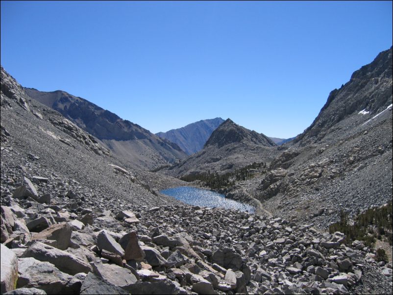 2005-09-11 Morgan Jan (24) view south from Morgan Pass to Upper Morgan Lake